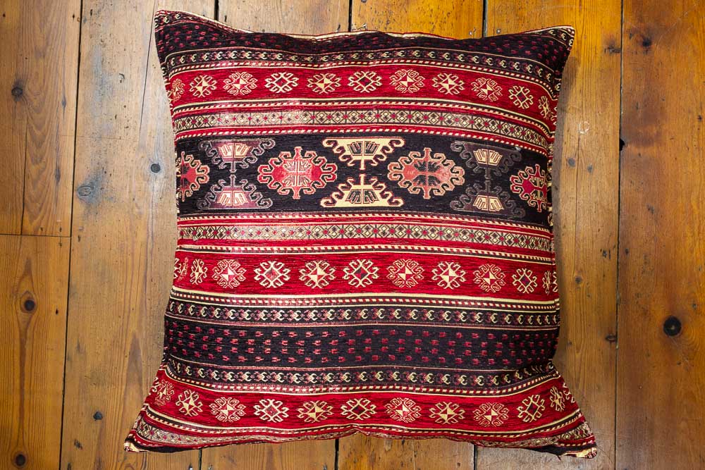 Medium Red Kilim Stripe Ottoman Turkish Cushion Cover 68x68cm